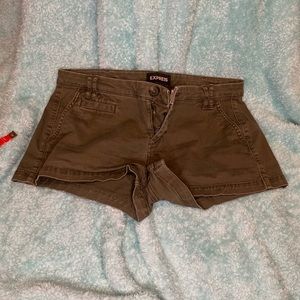 Express Olive Denim Shorts